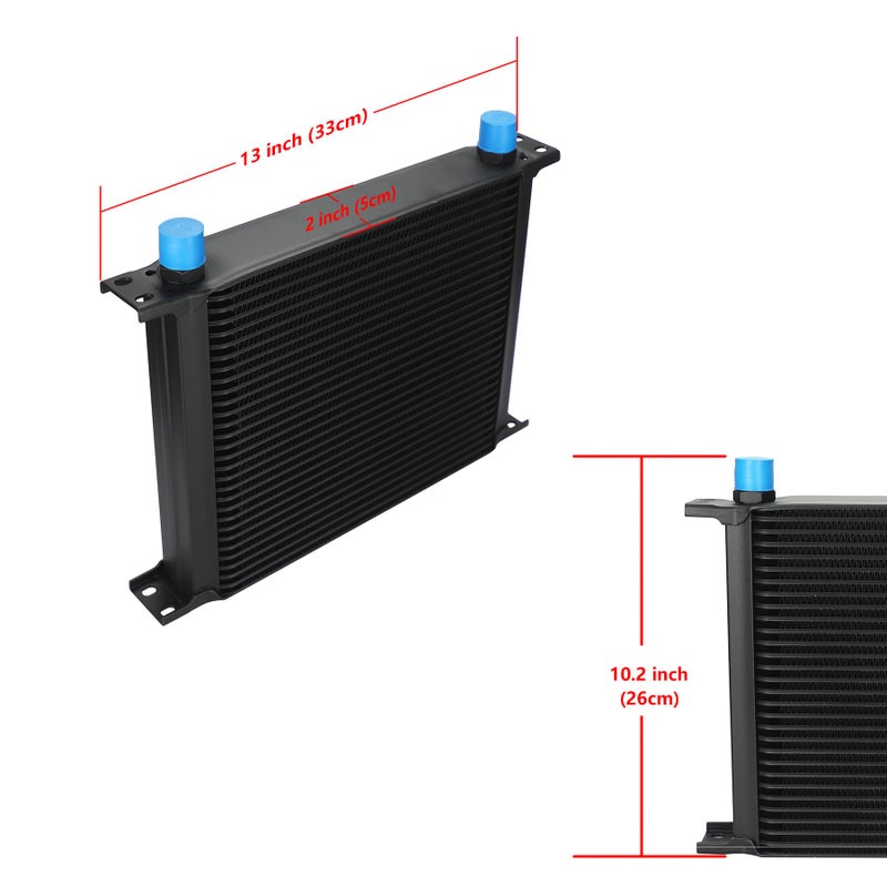 Ucreative 30 Row 10AN AN10 Aluminium Engine Transmission Oil Cooler Kit Stacked Plate With 6AN 8AN Adapter Universal Engine Transmission British Radiator Black - Image 2
